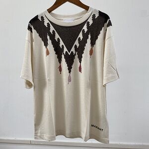 Isabel Marant Cream and Black Graphic Tee
